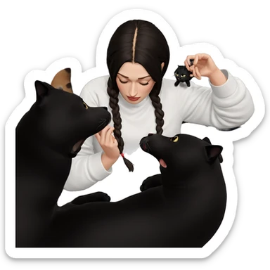 peaceful girl with cat sticker