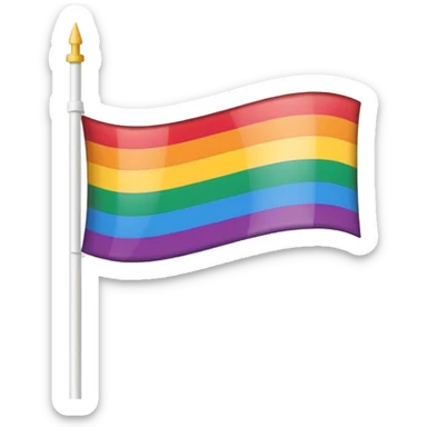 white flag with pole on the left, horizontal stripes of the lesbian pride flag colors, in the style of the rainbow pride flag emoji, no text sticker