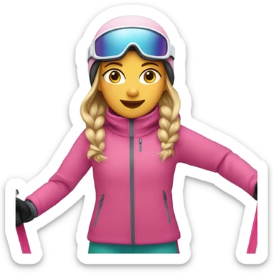 Skiing girl with pink jacket sticker
