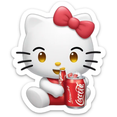 Hellokitty Drinks Coke sticker