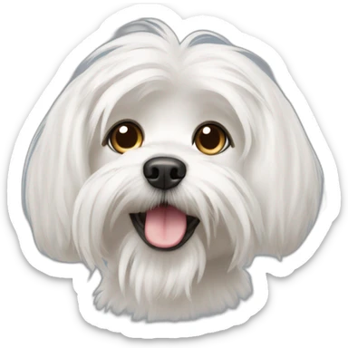 Maltese dog with shorter hair and litte bit of tongue stigning out sticker