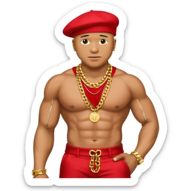 LL Cool J with shirtless with necklace, metallic red pants sticker