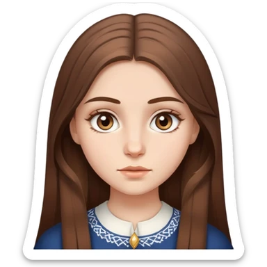 A brown haired girl with grey eyes of Slavic appearance sticker