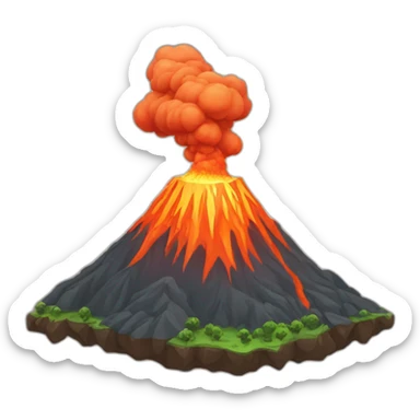 Volcano erupting sticker
