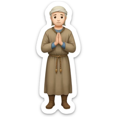 medieval peasant standing and praying full body sticker