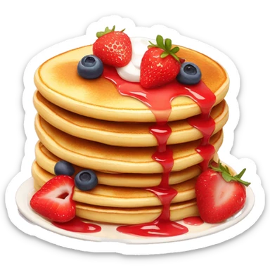 Delicious pancakes with berries strawberries and cream  sticker