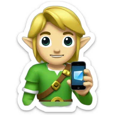 Link (Legend of Zelda) holding an iPhone sticker