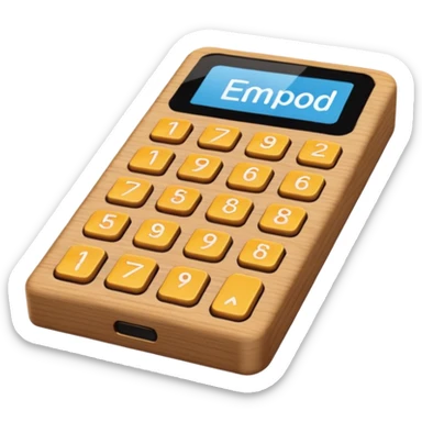 long rectangle wooden keypad with a small screen sticker