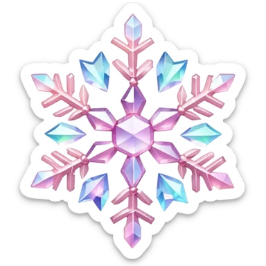 Pastel Pink crystal gemstone snowflake  sticker