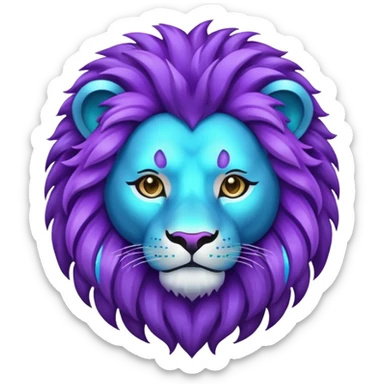 glitter purple and cian lion sticker