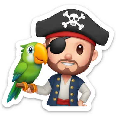 pirate and parrot sticker