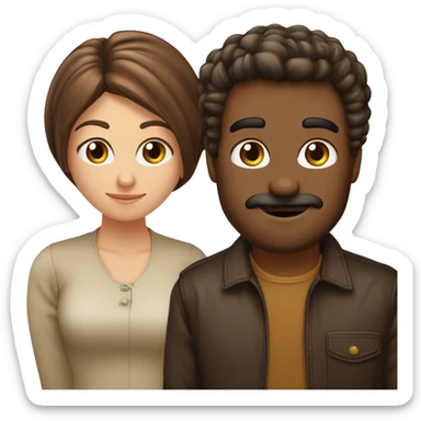 due fidanzati che si amano uno ha i capelli neri, gli occhi marroni carnagione olivastra e l’altra è molto chiara, occhi verdi e capelli marroni sticker