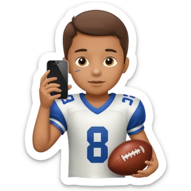 A child holds a phone in his hands and plays football at the same time sticker