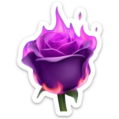Create a rose that is flaming with purple fire sticker