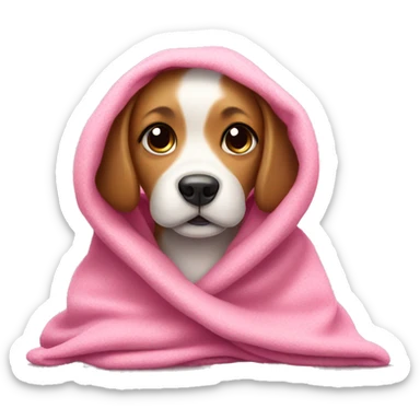 cute dog with a pink blanket sticker