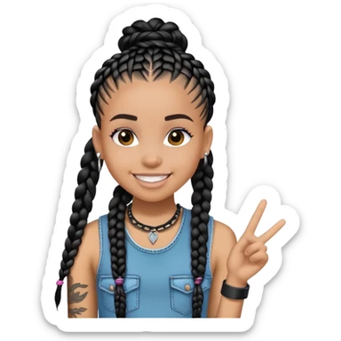 Black Lightskin, Girl, With full punk with black braids sticker