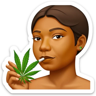Smoking with a weed leaf sticker
