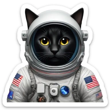 black cat astronaut sticker