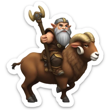 Warcraft dwarf riding a ram sticker