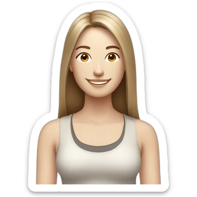 smiling woman with pale skin and middle brown long straight hair in a yoga position sticker