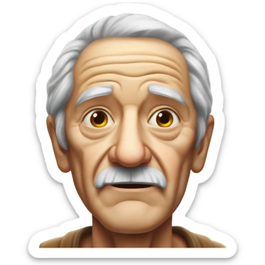 Hyper realistic old man face extremely deep wrinkles sticker