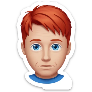 Dave Farrell with blue eyes, red hair sticker