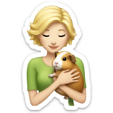 Blonde Woman hugging a guineapig sticker