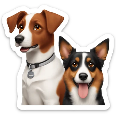 2 dogs best friends : a red tricolor Australian sheperd  and a Jack Russel sticker