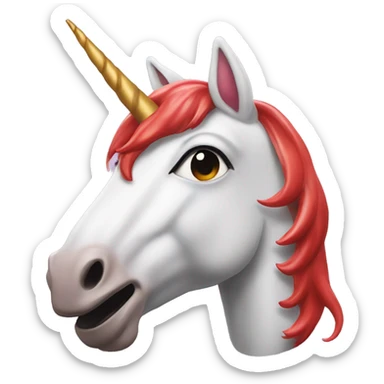 unicorn with read sauce all over the face sticker