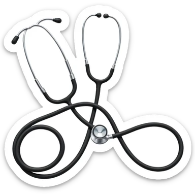 A classic stethoscope with rubber tubing and chrome chestpiece sticker
