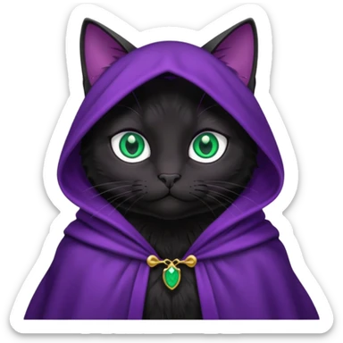 wblack cat in purple cloak sticker