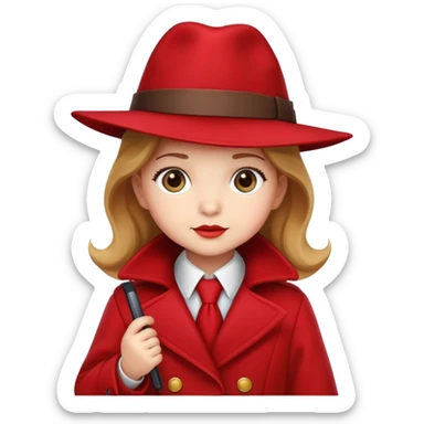 Baby Carmen Sandiego with red hat and coat, cute detective sticker