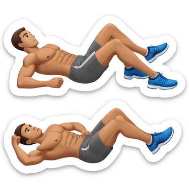 side-view of guy doing decline abdominal Crunches with sixpack sticker