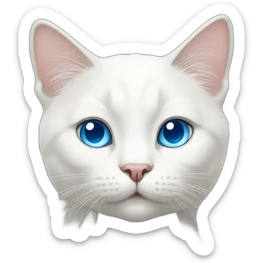 A white cat with blue winking eyes sticker