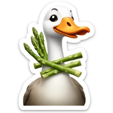 goose with an asparagus as head sticker