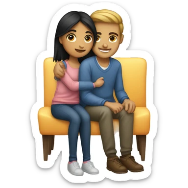Girl sitting on boyfriend lap  sticker