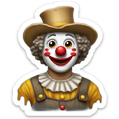 mud and dirt covered clown sticker