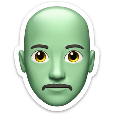 Pastel green bald male with goatee cyborg with circuitry sticker