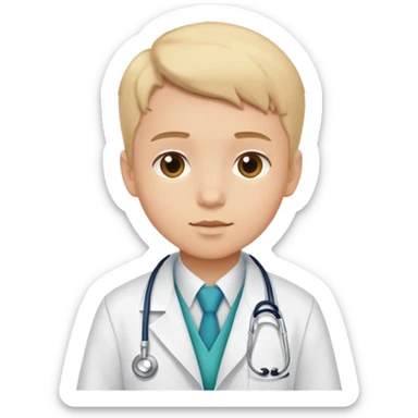 A boy with a doc sticker