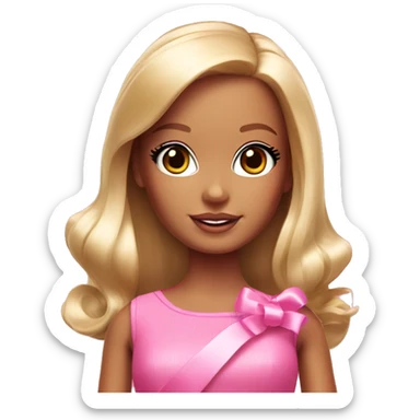 barbie girl with a pink ribbon sticker
