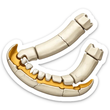 Detached jawbone lying cracked on the ground. sticker