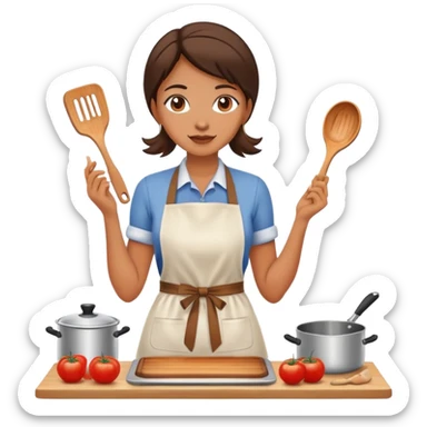 woman in kitchen cooking sticker