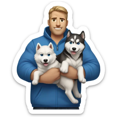 Family of two White men and a Husky sticker