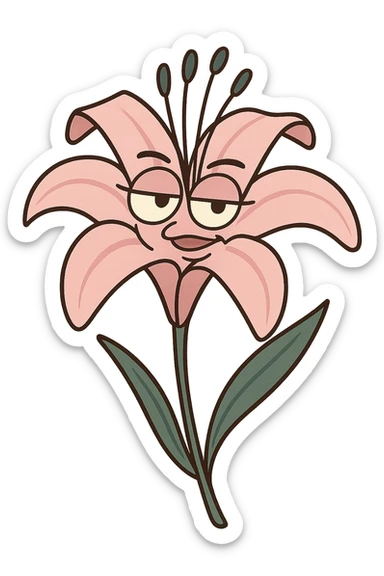 a stylized light pink lily, simple and modern, transparent background sticker