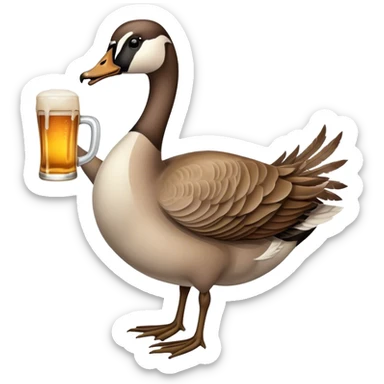 Canadian goose holding a beer sticker