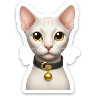 hairless cat with collar and bell  sticker