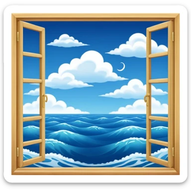 A wide window frame showing Earth’s blue oceans and swirling white clouds below.


















 sticker