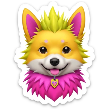 DOG wearring neon fashion sticker