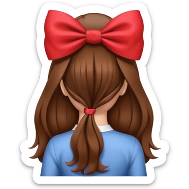 girl from behind with long brown hair with bow c sticker