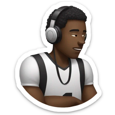 black basketball player listening to music sticker